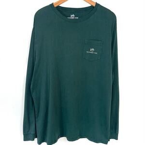 Southern Tide Men’s Green Fish Graphic Pocket Long Sleeve Cotton Shirt Size XXL